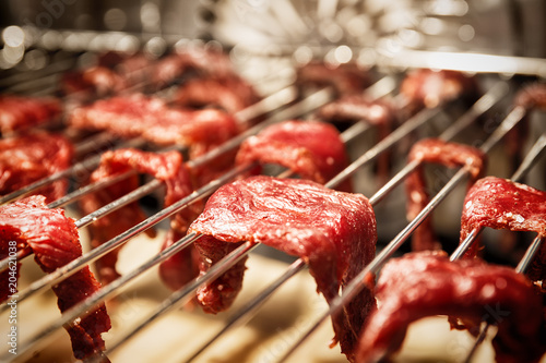 Foto Beef jerky in process of preparing