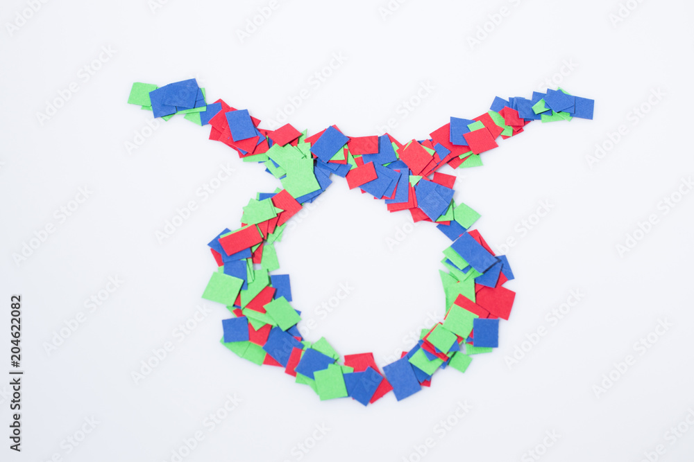 Zodiac symbol taurus multicolor isolated in a white background