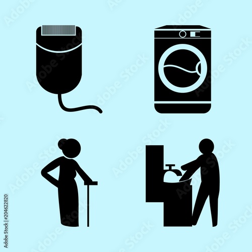 icons about Human with dirty, wash hand, hygiene, elder and couple
