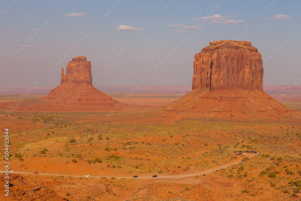 Naklejka premium View on Merrick Butte and West Mitten Butte at sunrise.