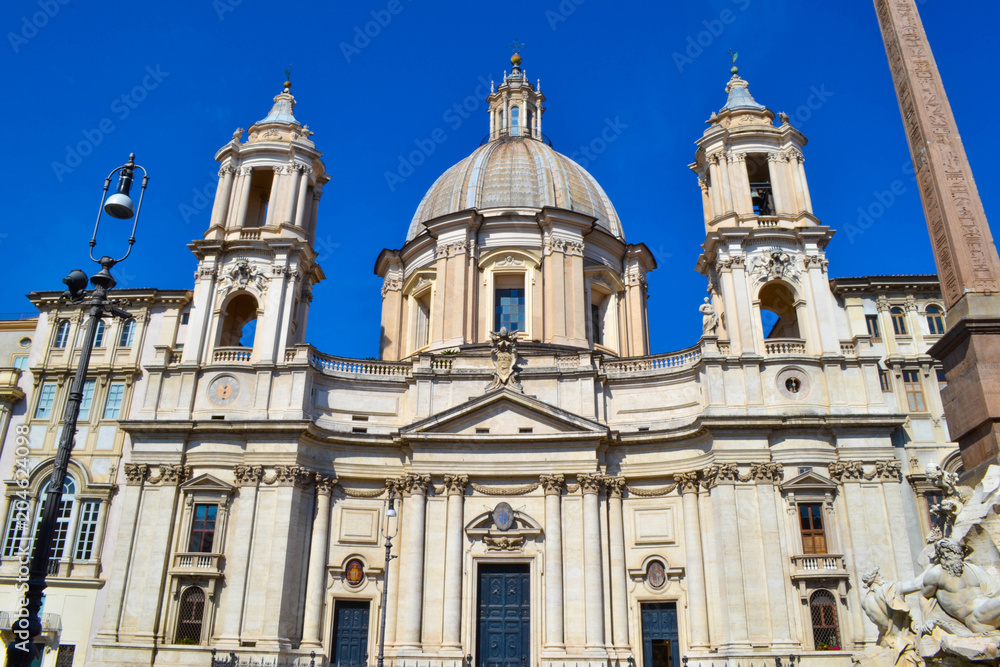 Sant'Agnese in Agone church from Piazza Navona, Rome, Italy.
