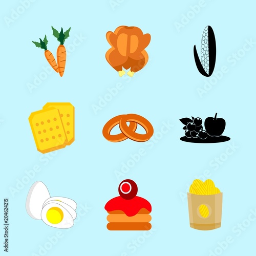 icons about Food with sweet, organic, folk, pastry and corn