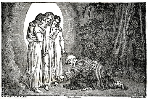 Abraham with the Three Angels; Sarah looks at the door (from Das Heller-Magazin, November 22, 1834) photo