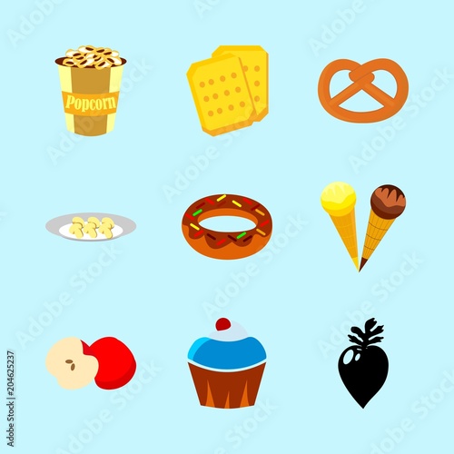 icons about Food with red, butter, dish, brown and ice