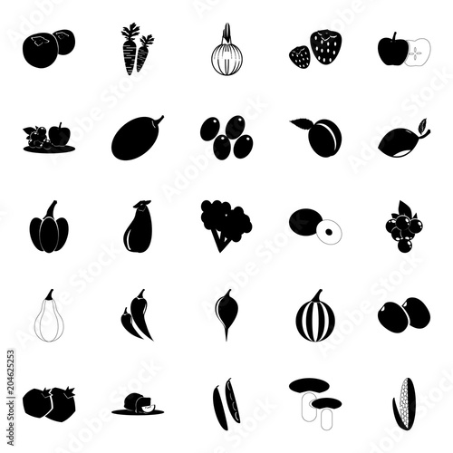 Fruit and Vegetables icons set