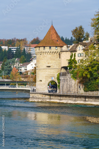 Tower (Nolliturm) near Reuss river part of(Museggmauer, Lucerne, Switzerland photo