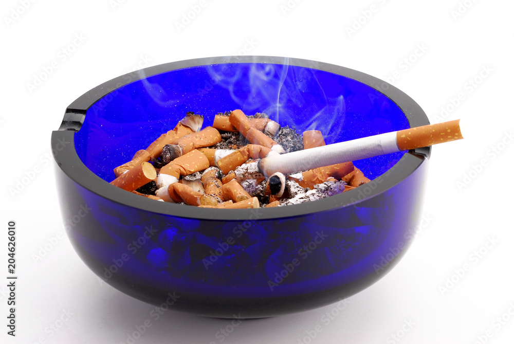Ashtray with cigarette butts