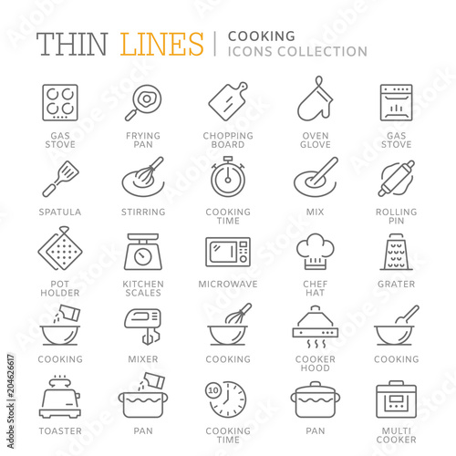 Collection of cooking thin line icons. Vector eps 8