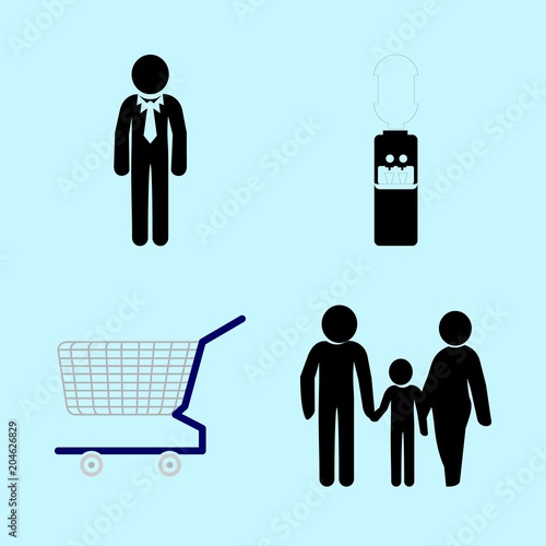 icons about Human with guy, conference, mother, dispencer and trolley