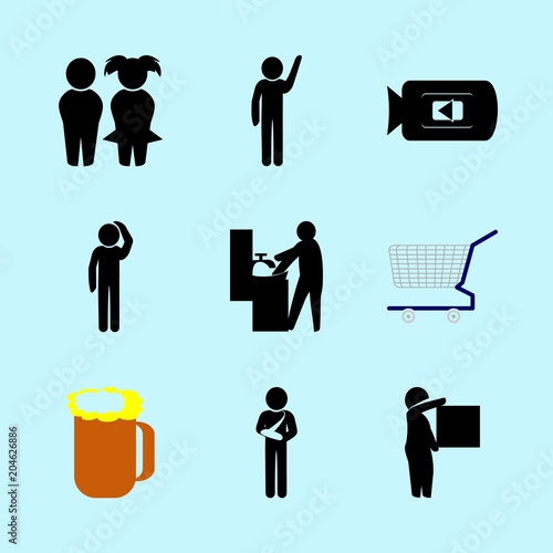 icons about Human with rubbing, clean, beer, color and beer glass