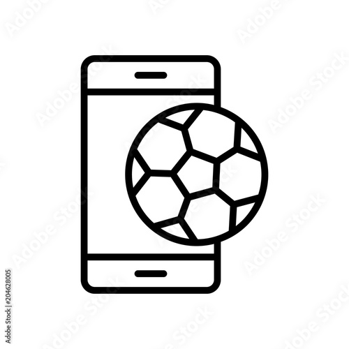 football mobile application icon. soccer smart phone live stream. simple illustration outline style sport symbol.