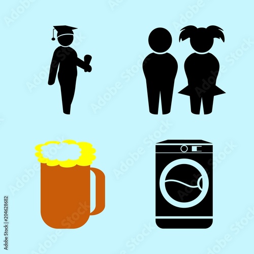 icons about Human with cap, formal, graduate, toilet and caremony
