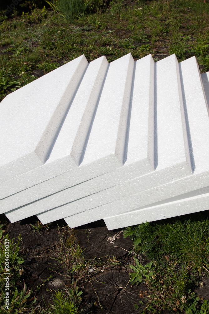 Polystyrene insulation boards. Polystyrene plates warehouse