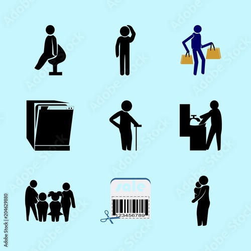 icons about Human with parent, adult, motivation, school and desing