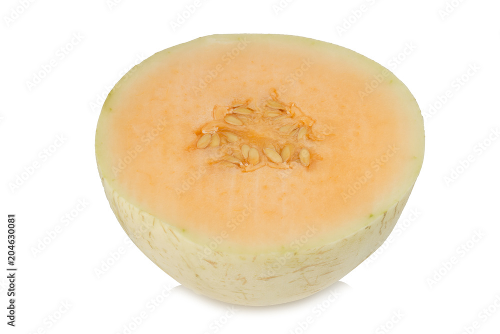melon(sunlady) slice. half. isolated on white background melon(sunlady) slice. half. isolated on white background