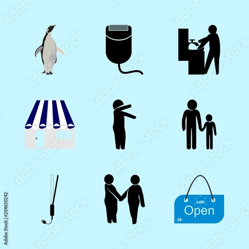 icons about Human with dirty, hygiene, store, epilator and omament