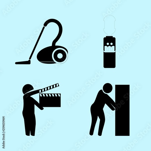 icons about Human with housework, dispencer, symbol, sing and studio
