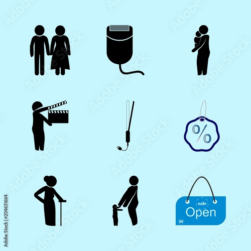 icons about Human with sticker, discout, shopping, epilator and body