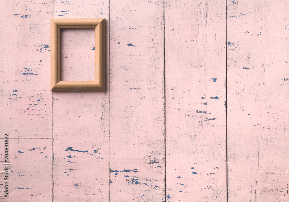 frame on old pink wall