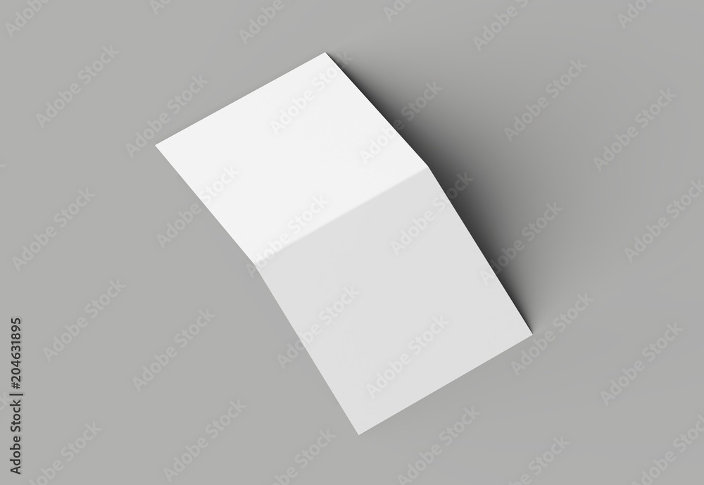 Bi fold square brochure or invitation mock up isolated on gray background. Bi fold square brochure or invitation mock up isolated on gray background.