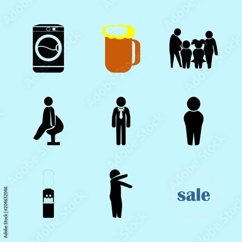 icons about Human with adult, child, kitchen, advertising and desing