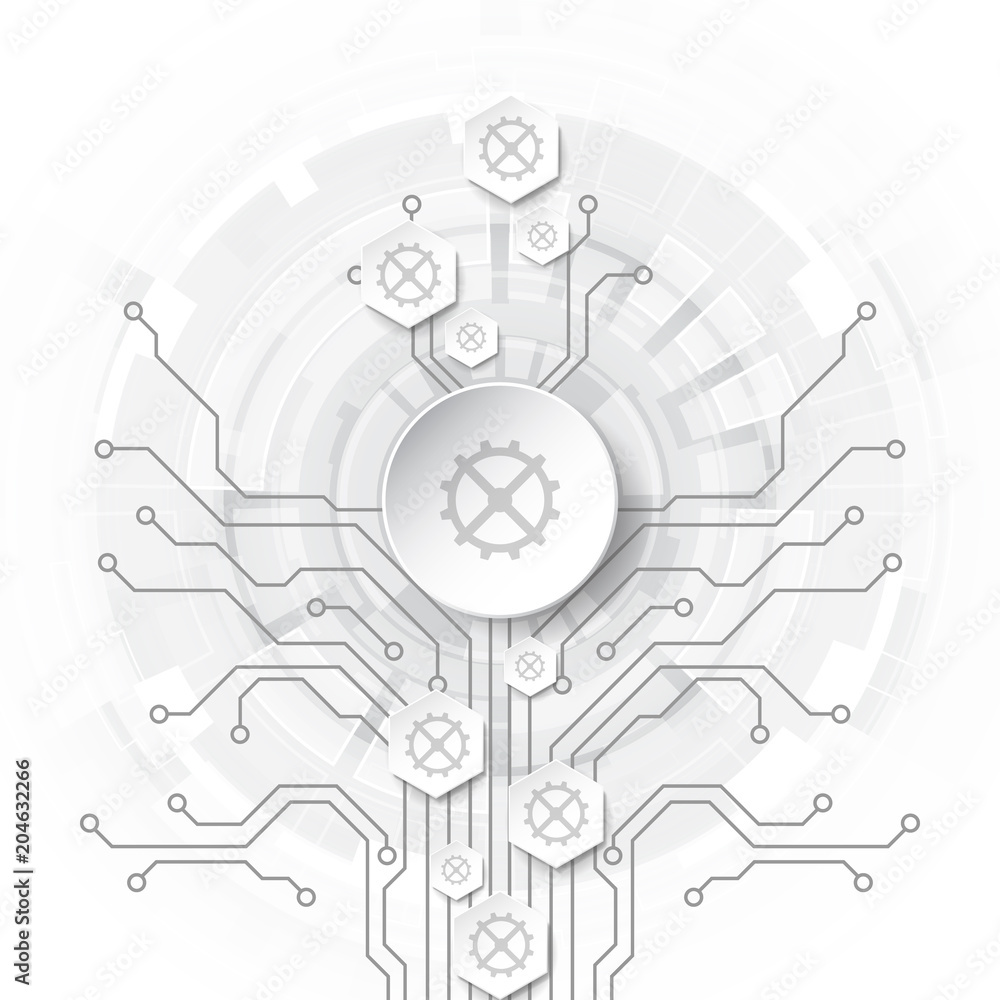 Obraz premium Abstract technological background concept with various technology elements. illustration Vector