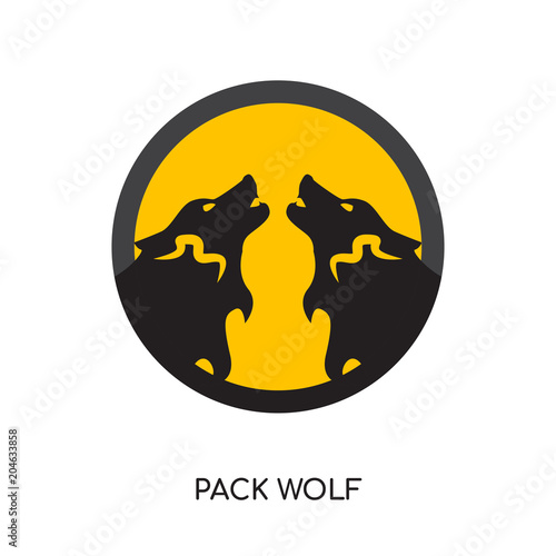 pack wolf logo isolated on white background , colorful vector icon, brand sign & symbol for your business