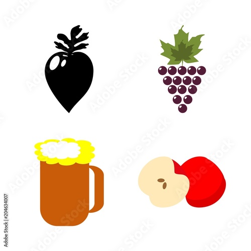 icons about Food with fresh, vegetable, fruit, beer and apple