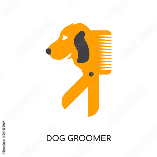dog groomer logo isolated on white background , colorful vector icon, brand sign & symbol for your business