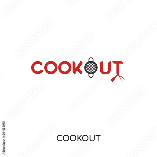 cookout logo isolated on white background , colorful vector icon, brand sign & symbol for your business