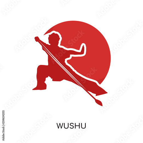 wushu logo isolated on white background , colorful vector icon, brand sign & symbol for your business