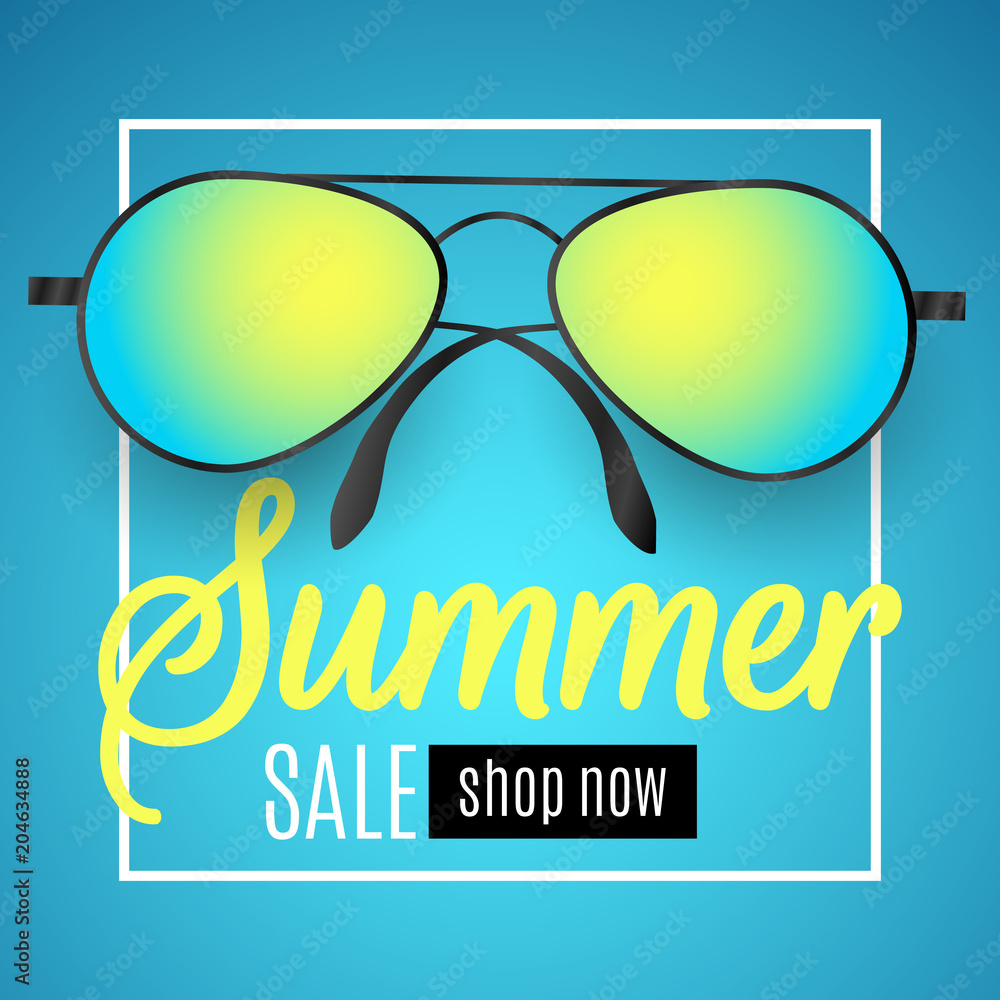 Free Vector | Realistic fashionable aviator sunglasses poster