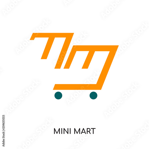 mini mart logo isolated on white background , colorful vector icon, brand sign & symbol for your business
