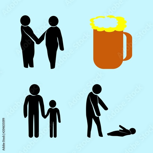 icons about Human with friendship, pictogram, remove from the floor, kid and good