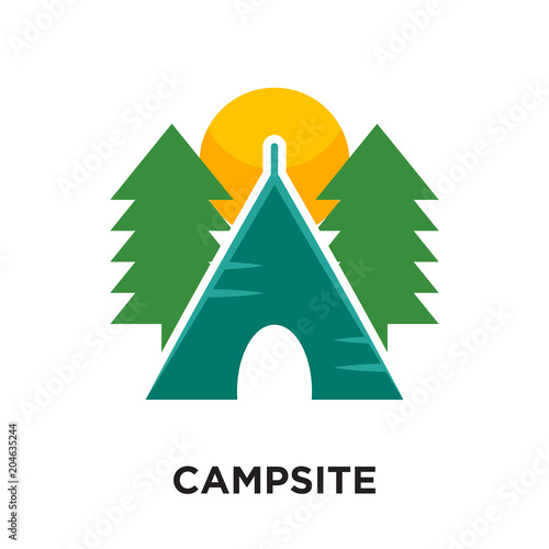 campsite logo isolated on white background , colorful vector icon, brand sign & symbol for your business