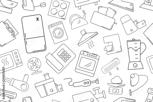 Vector appliances pattern. Appliances seamless background