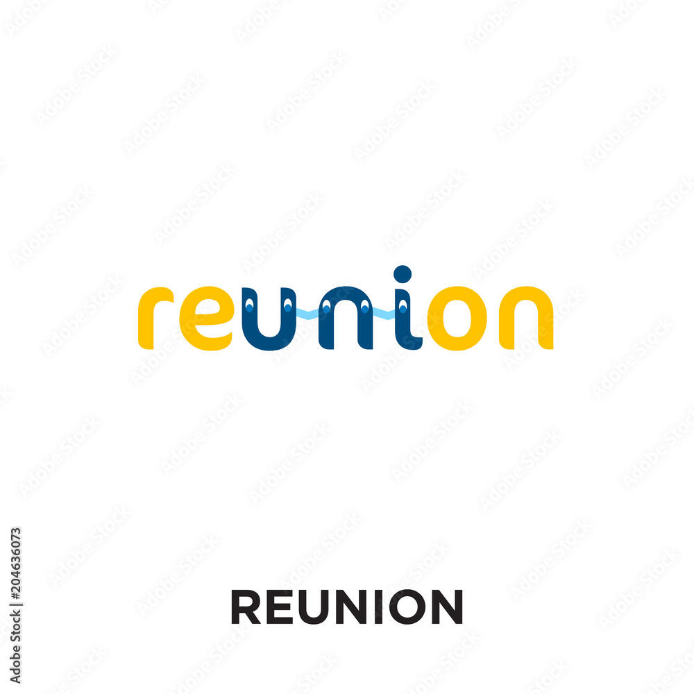 reunion logo isolated on white background , colorful vector icon, brand sign & symbol for your business