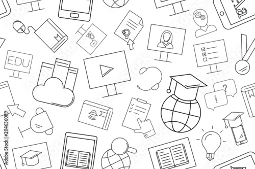 Vector e-learning pattern. E-learning seamless background	