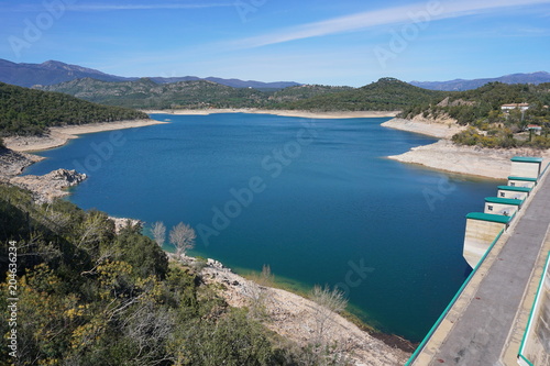 The reservoir and dam of Darnius Boadella in the Province of Girona  Alt Emporda  Catalonia  Spain