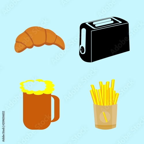 icons about Food with food, kruassan, toast, potato and kitchen