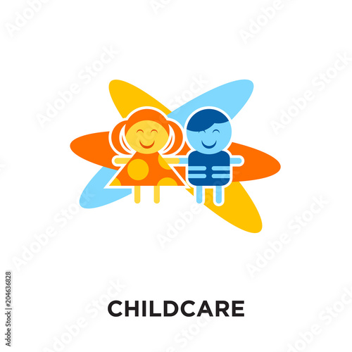 childcare logo isolated on white background , colorful vector icon, brand sign & symbol for your business