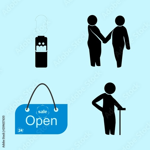icons about Human with sale, dispencer, business, elder and raising