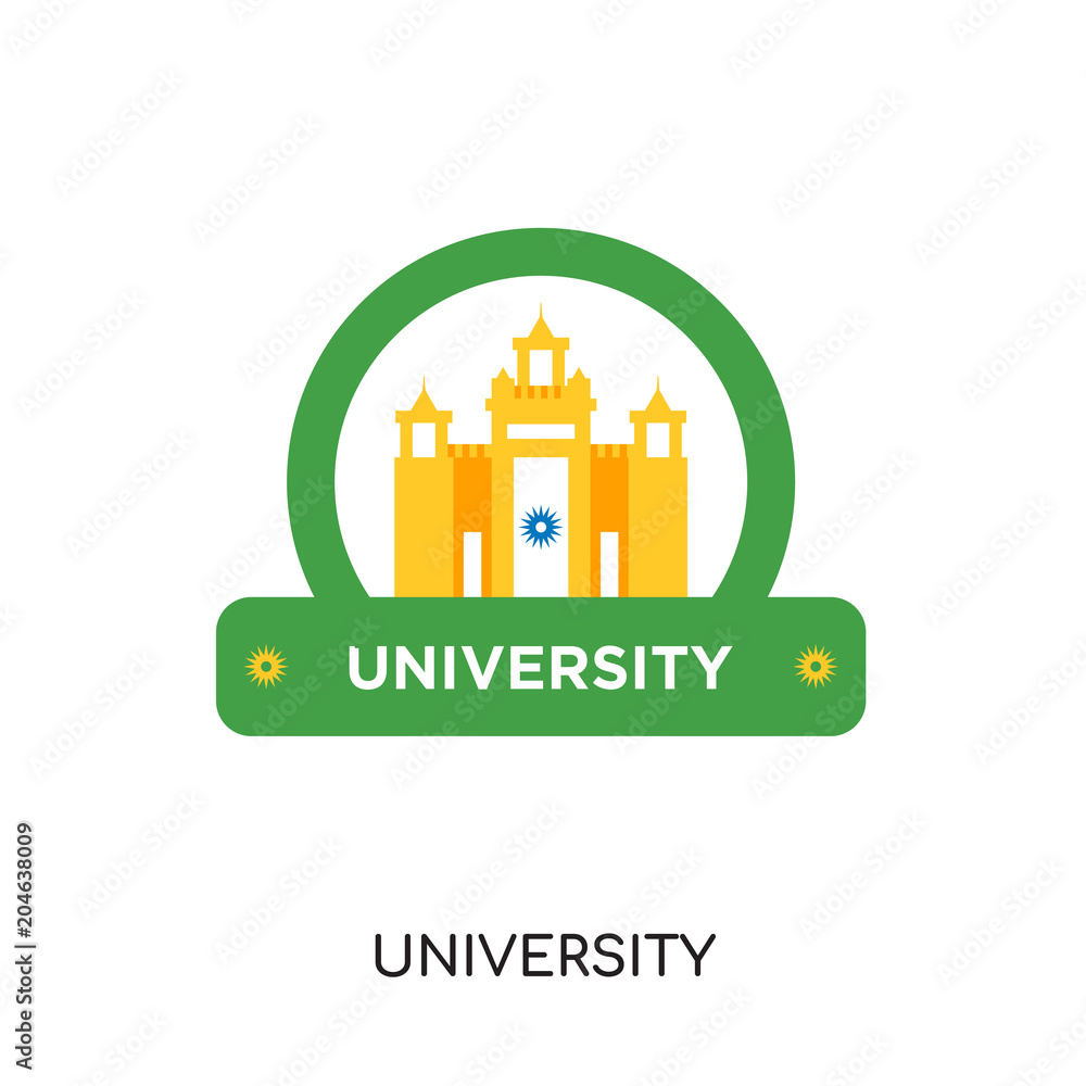 Naklejka premium university logo isolated on white background , colorful vector icon, brand sign & symbol for your business