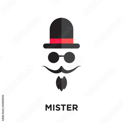 mister logo isolated on white background , colorful vector icon, brand sign & symbol for your business
