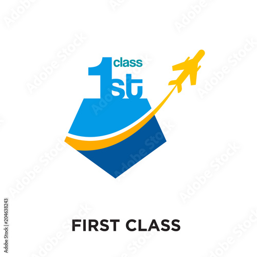logo first class isolated on white background , colorful vector icon, brand sign & symbol for your business
