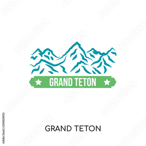 Fototapeta grand teton logo isolated on white background , colorful vector icon, brand sign