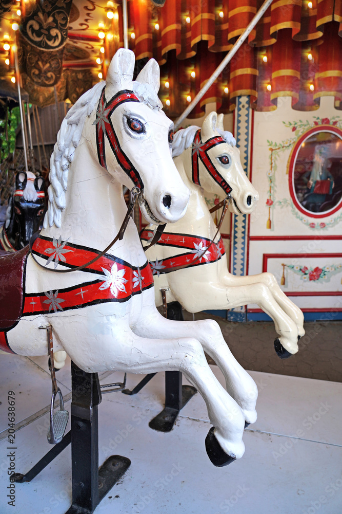 Carousel horse in the amusement park. Carousel horse in the amusement park.