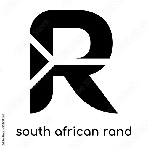 south african rand symbol isolated on white background , black vector sign and symbols
