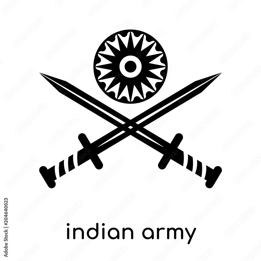 indian army symbol isolated on white background , black vector ...