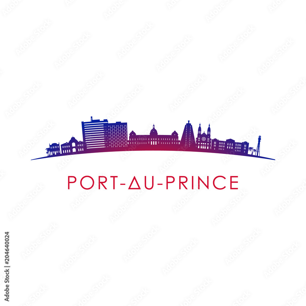 Port-au-Prince skyline silhouette. Vector design colorful illustration.